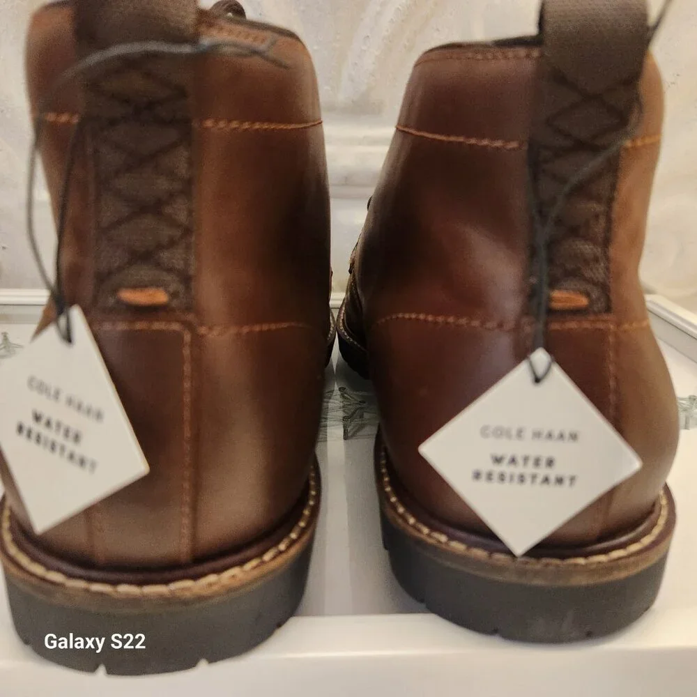Cole Haan Midland Lug Chukka booties. Leather. NIB. Men's. Size 8.5